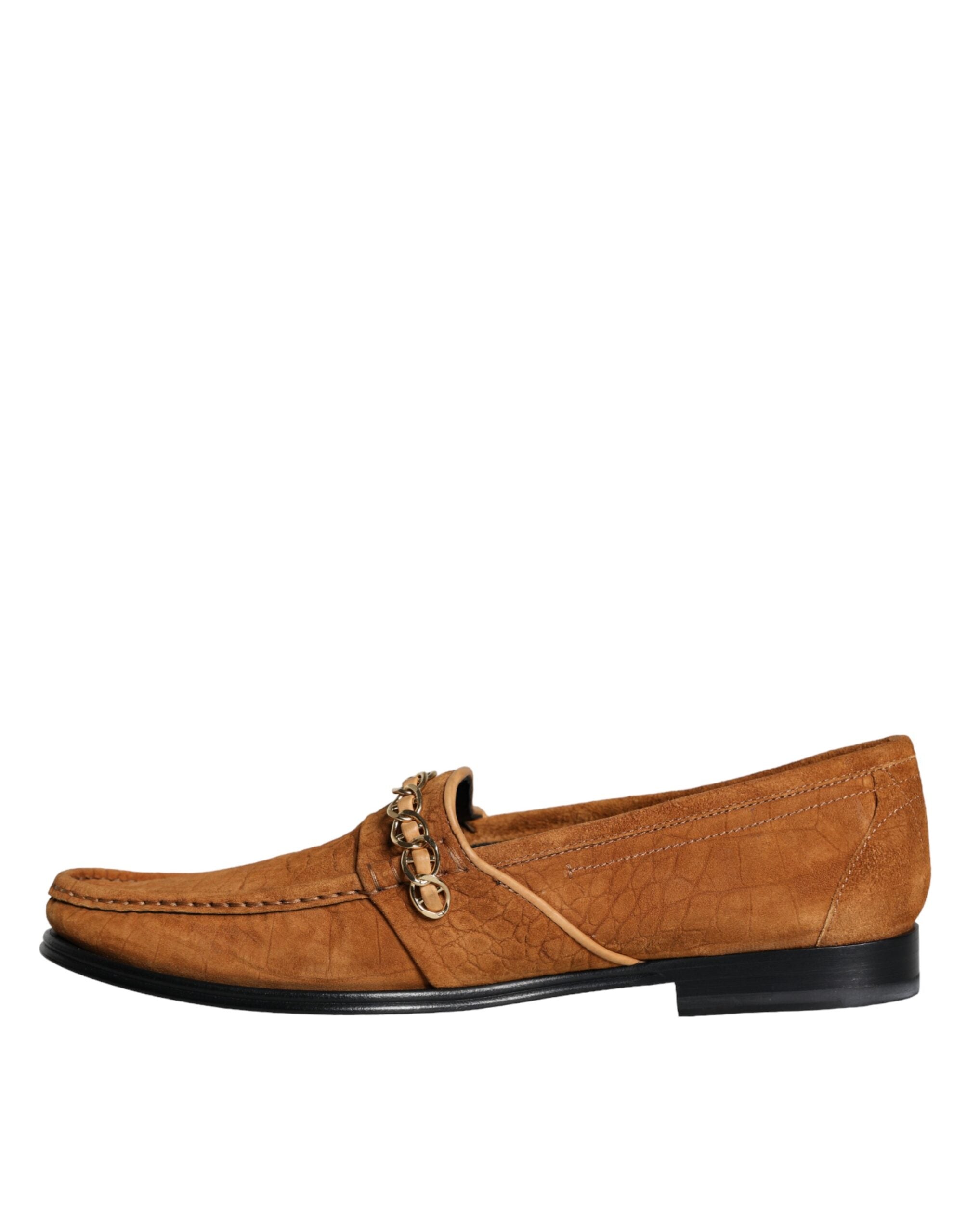 Dolce & Gabbana Dolce & Gabbana Brown Velvet Leather Logo Mocassin Slip On Men's Shoes
