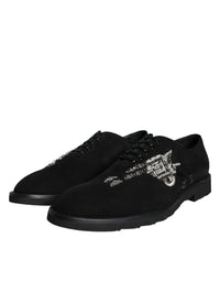 Dolce & Gabbana Dolce & Gabbana Black Suede Sicilia Lace Up Formal Men's Shoes