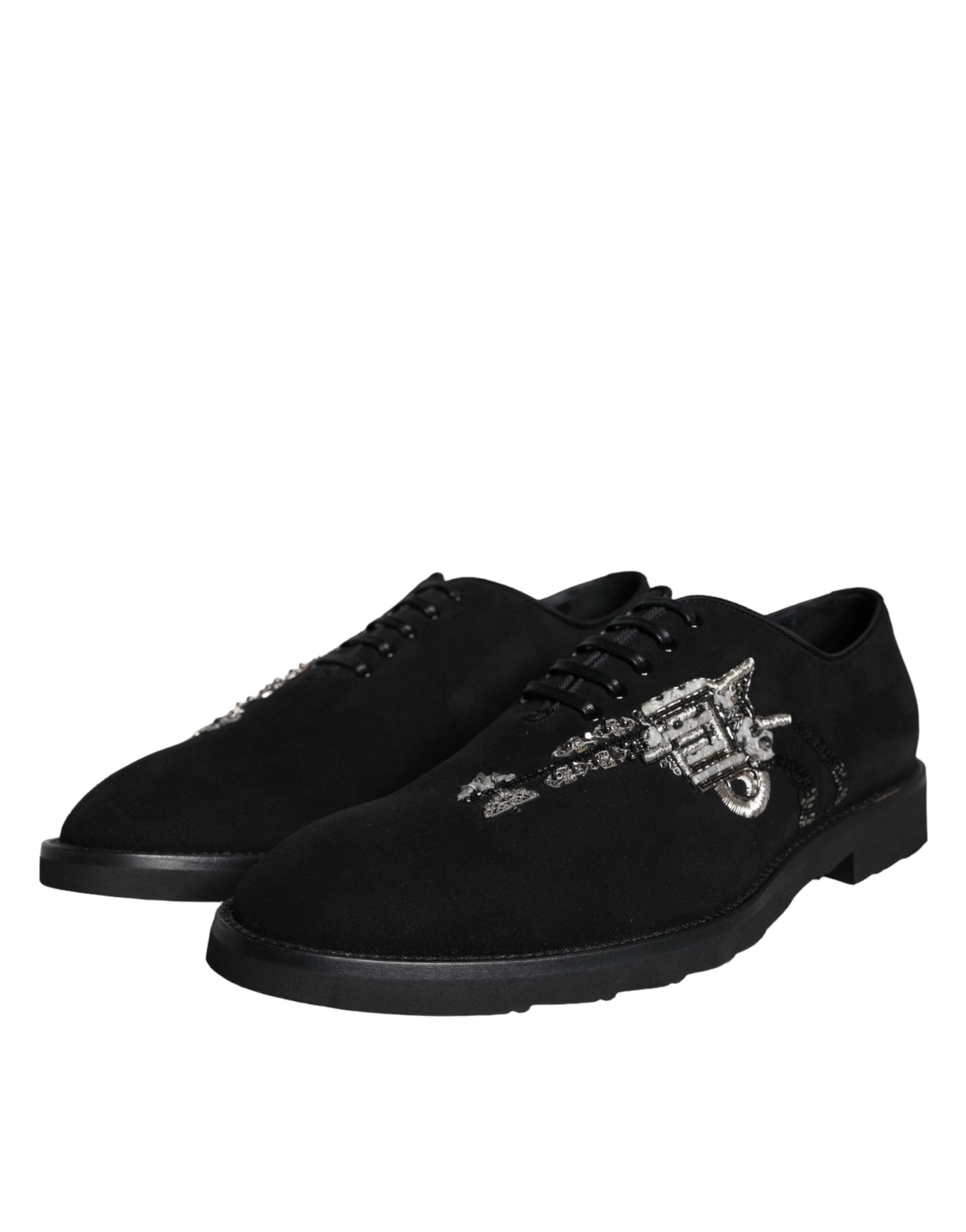 Dolce & Gabbana Dolce & Gabbana Black Suede Sicilia Lace Up Formal Men's Shoes