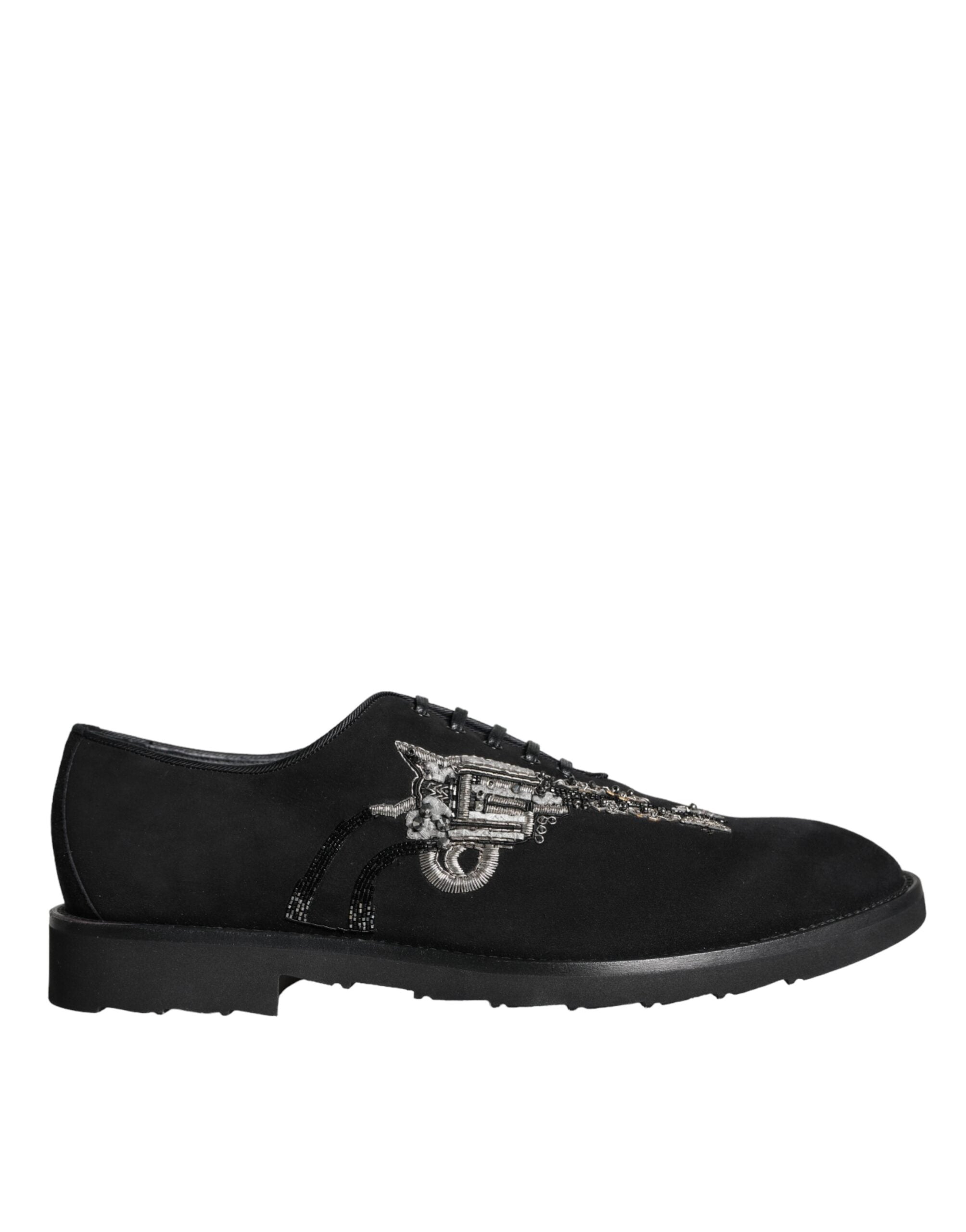 Dolce & Gabbana Dolce & Gabbana Black Suede Sicilia Lace Up Formal Men's Shoes