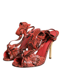 Dolce & Gabbana Coral Exotic Leather Heels Sandals Women's Shoes