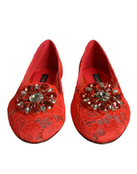 Dolce & Gabbana Dolce & Gabbana Coral Lace Crystal Ballet Flats Loafers Women's Shoes