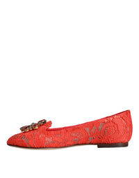 Dolce & Gabbana Dolce & Gabbana Coral Lace Crystal Ballet Flats Loafers Women's Shoes