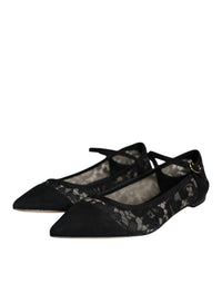 Dolce & Gabbana Dolce & Gabbana Black Taormina Lace Bellucci Flats Women's Shoes