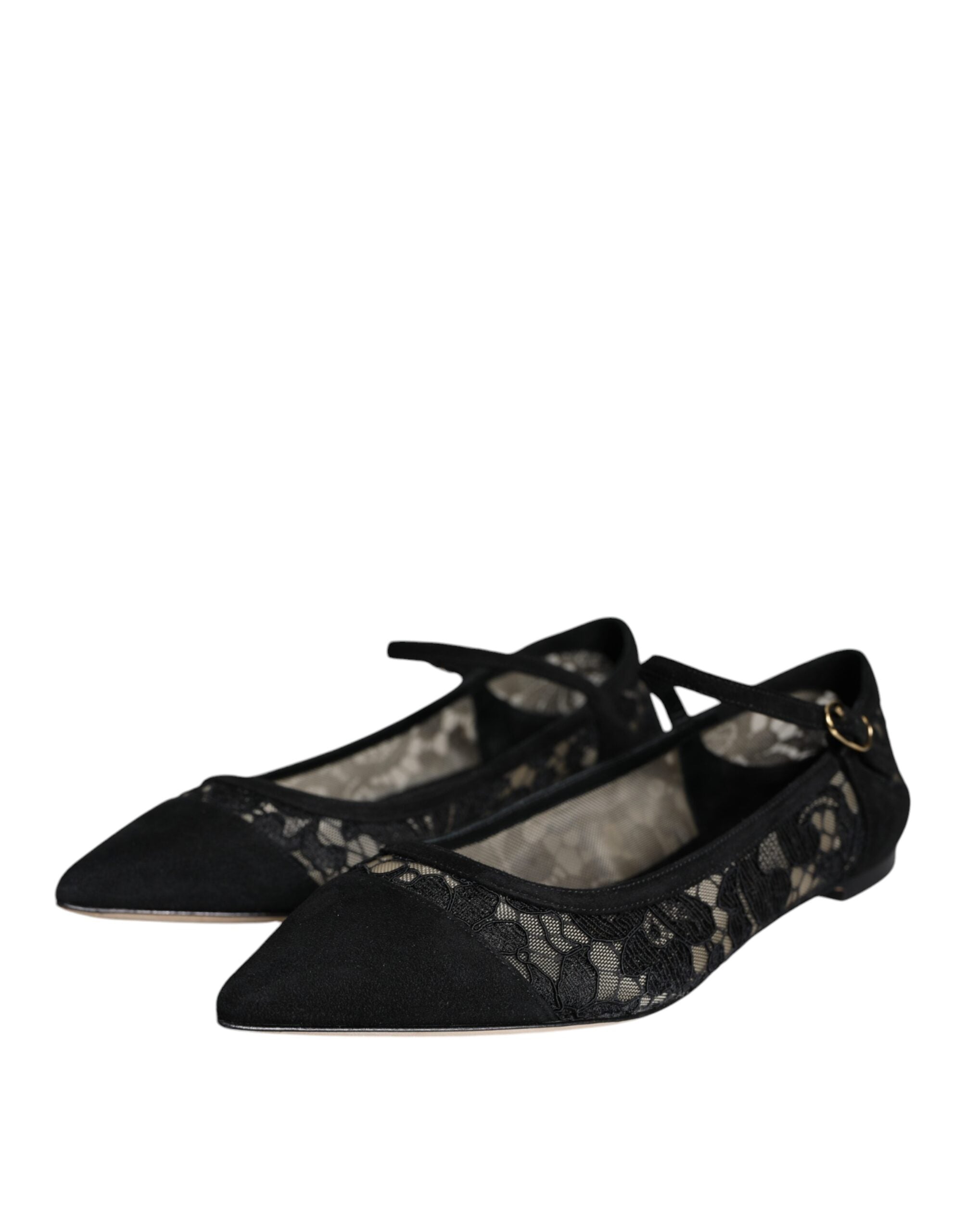 Dolce & Gabbana Dolce & Gabbana Black Taormina Lace Bellucci Flats Women's Shoes