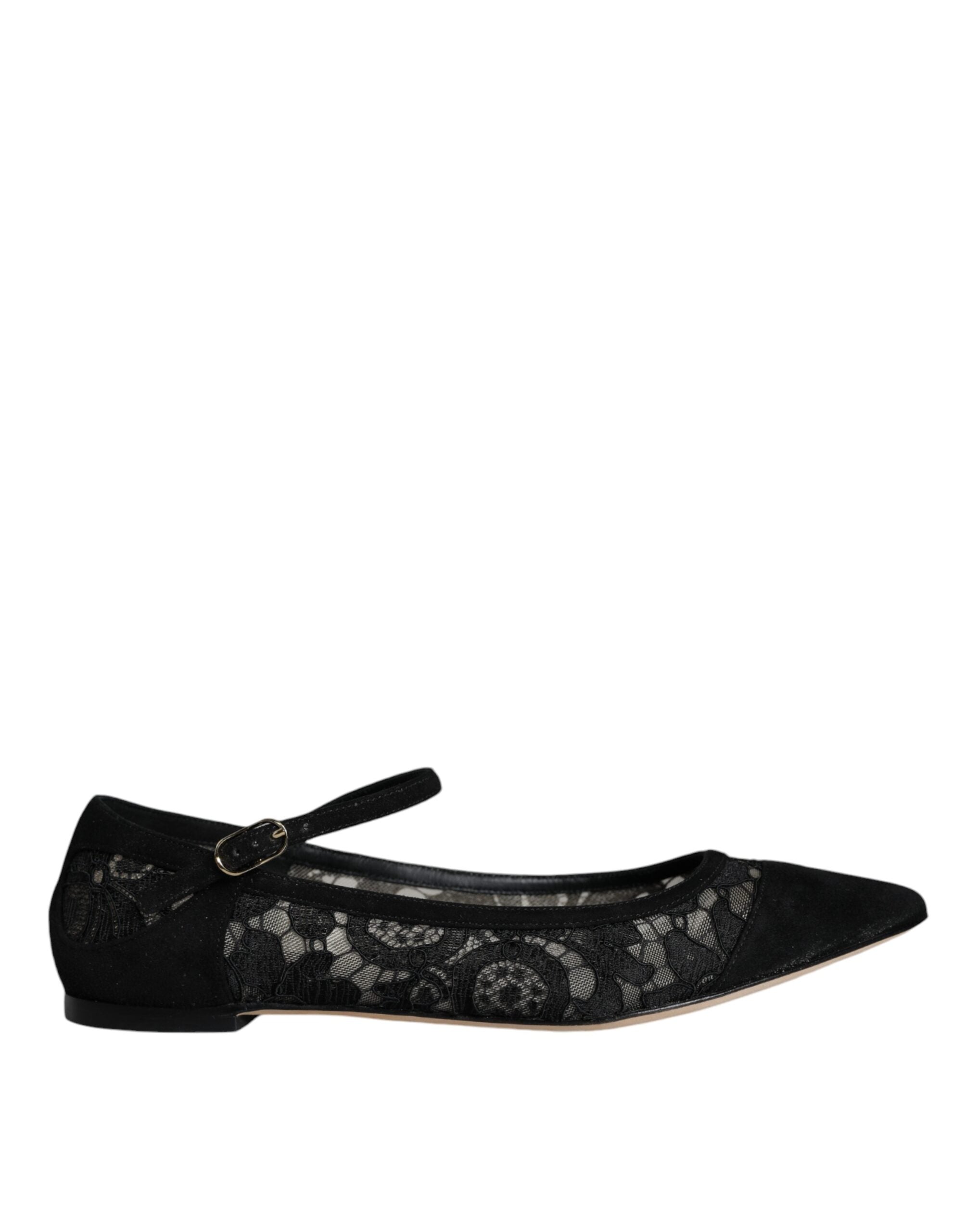 Dolce & Gabbana Dolce & Gabbana Black Taormina Lace Bellucci Flats Women's Shoes