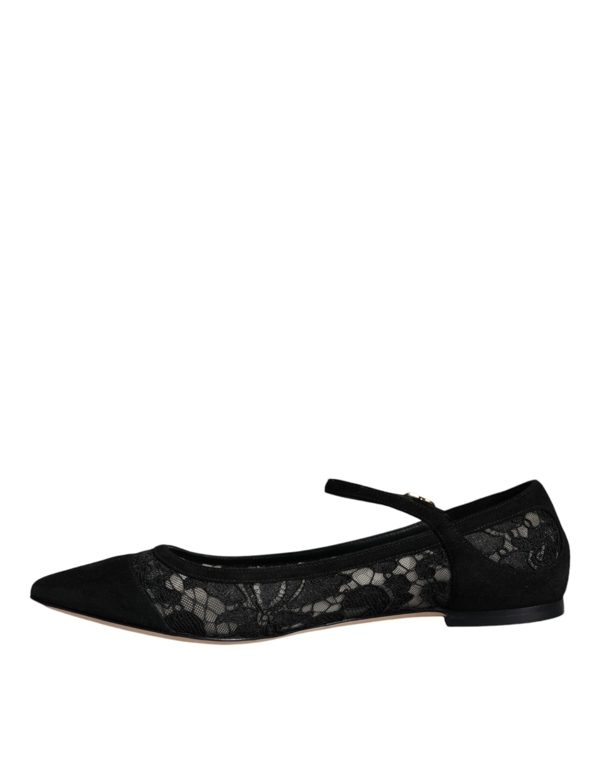 Dolce & Gabbana Dolce & Gabbana Black Taormina Lace Bellucci Flats Women's Shoes