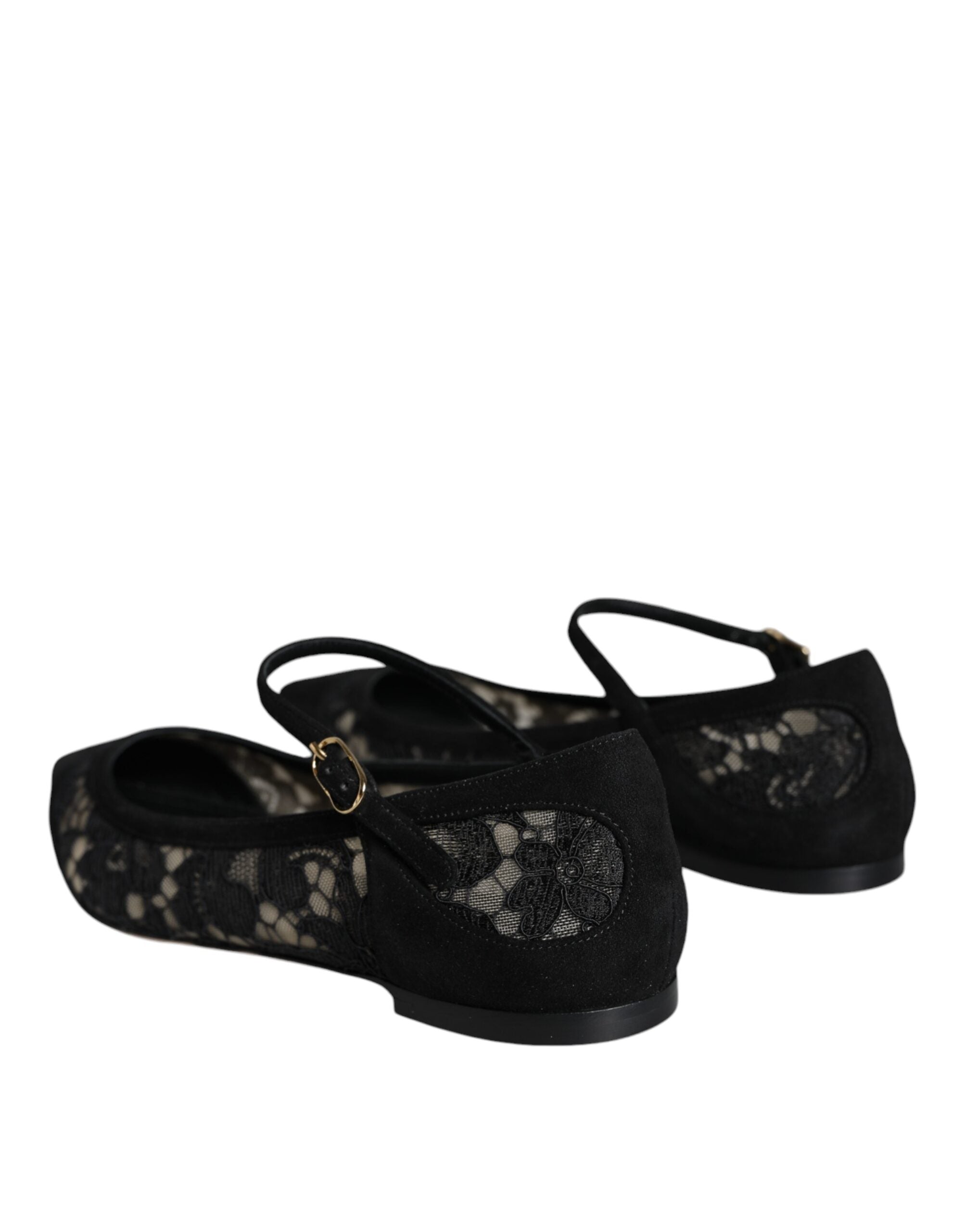 Dolce & Gabbana Dolce & Gabbana Black Taormina Lace Bellucci Flats Women's Shoes