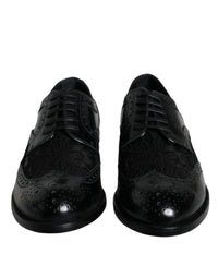 Dolce & Gabbana Dolce & Gabbana Black Leather Floral Lace Dress Formal Women's Shoes