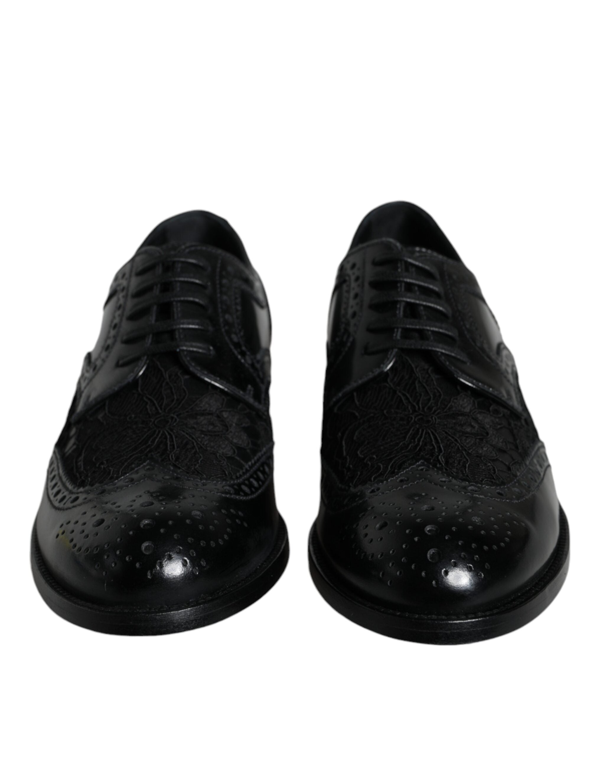 Dolce & Gabbana Dolce & Gabbana Black Leather Floral Lace Dress Formal Women's Shoes