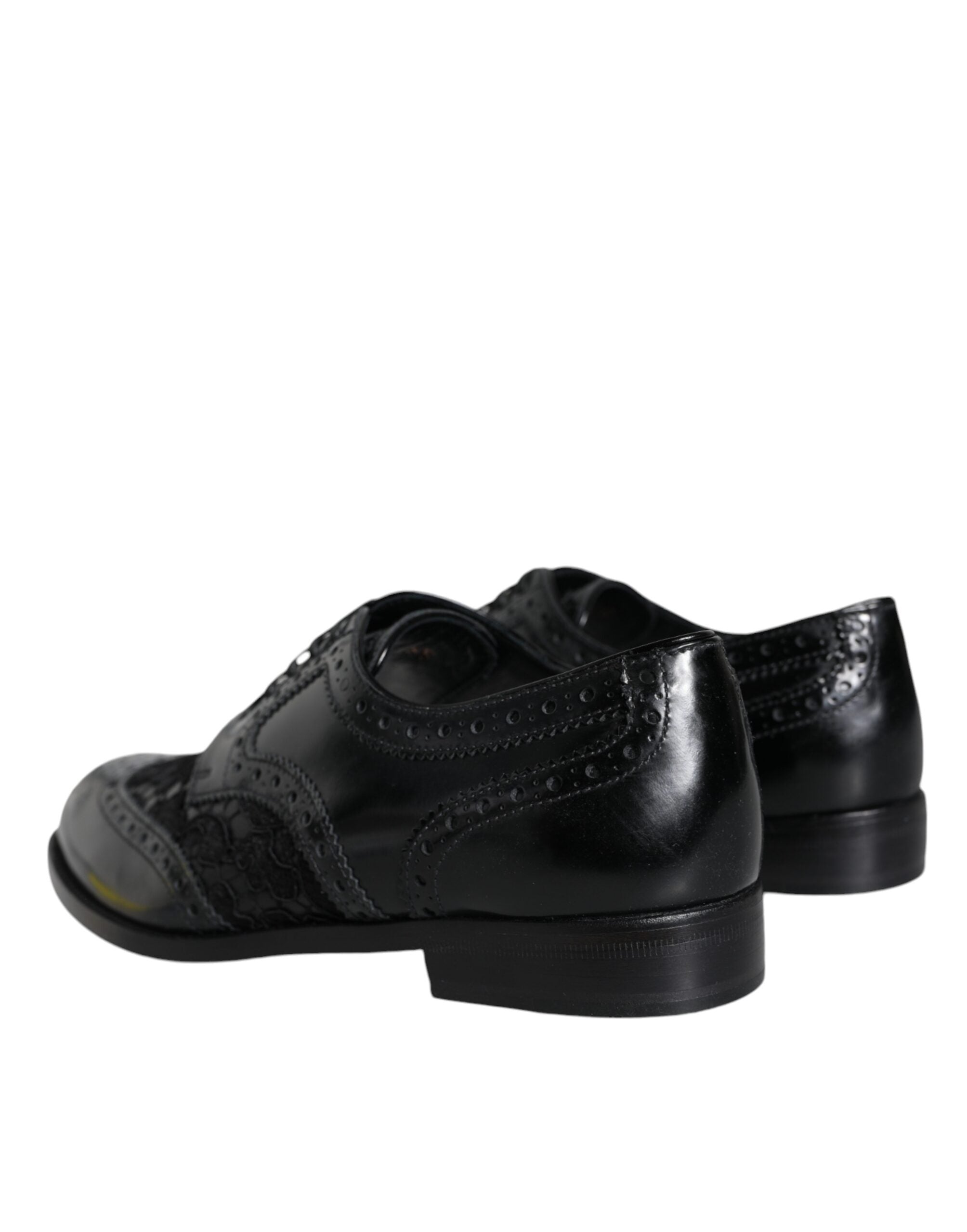 Dolce & Gabbana Dolce & Gabbana Black Leather Floral Lace Dress Formal Women's Shoes