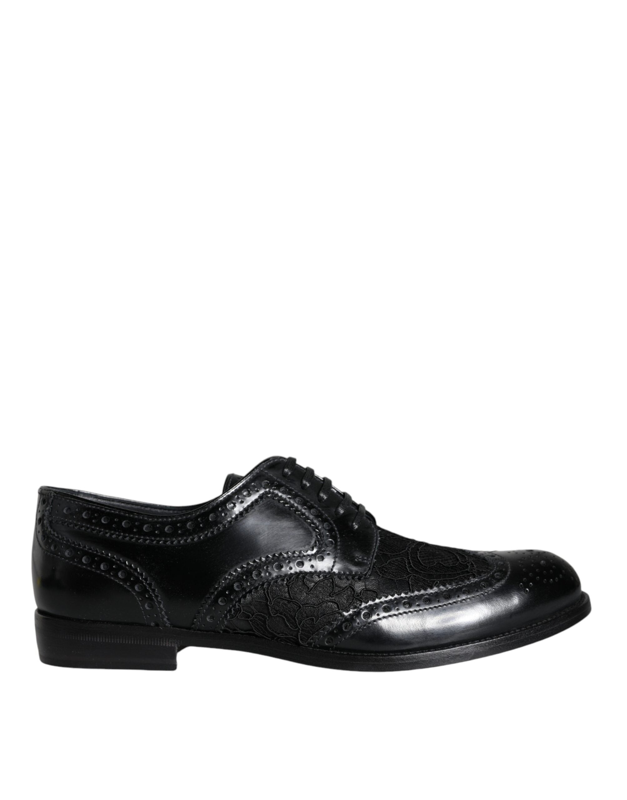 Dolce & Gabbana Dolce & Gabbana Black Leather Floral Lace Dress Formal Women's Shoes