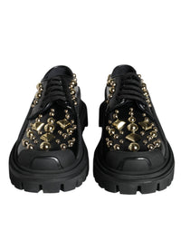 Dolce & Gabbana Dolce & Gabbana Black Leather Trekking Derby Embellished  Shoes