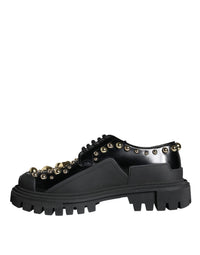 Dolce & Gabbana Dolce & Gabbana Black Leather Trekking Derby Embellished  Shoes