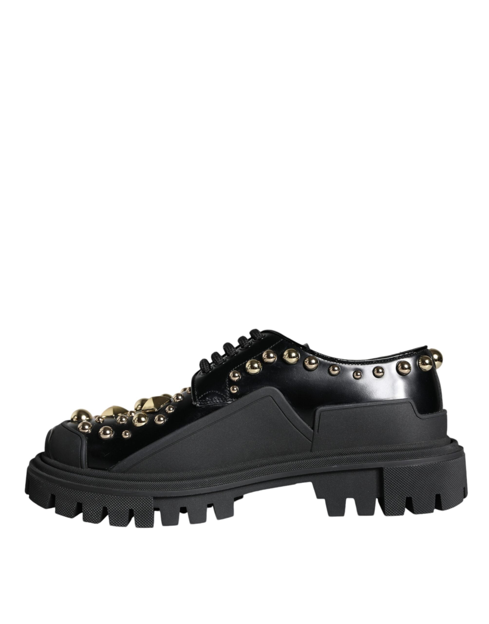 Dolce & Gabbana Dolce & Gabbana Black Leather Trekking Derby Embellished  Shoes