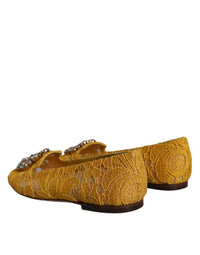 Dolce & Gabbana Dolce & Gabbana Mustard Lace Crystal Ballet Flats Loafer Women's Shoes
