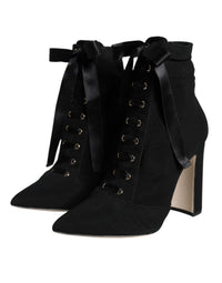 Dolce & Gabbana Black Jersey Stretch Ankle Booties Women's Shoes