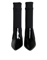 Dolce & Gabbana Black Stretch Stilettos Booties Socks Women's Shoes