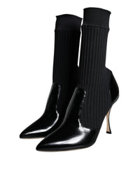 Dolce & Gabbana Black Stretch Stilettos Booties Socks Women's Shoes