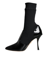 Dolce & Gabbana Black Stretch Stilettos Booties Socks Women's Shoes