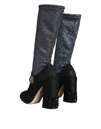 Dolce & Gabbana Black Crystal Mary Janes Booties Women's Shoes