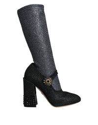 Dolce & Gabbana Black Crystal Mary Janes Booties Women's Shoes