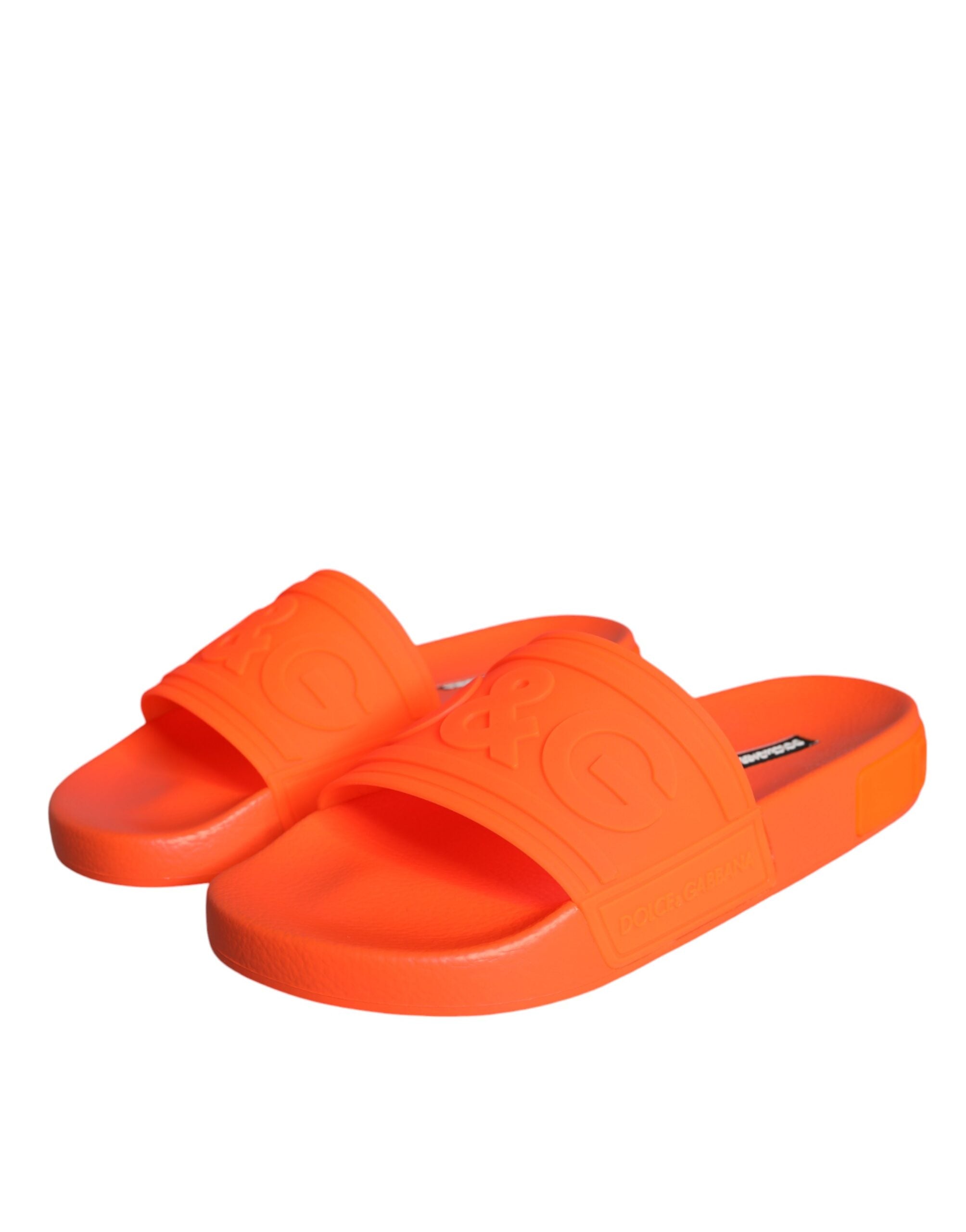 Dolce & Gabbana Dolce & Gabbana Orange Rubber Slides Sandals Beachwear Women's Shoes
