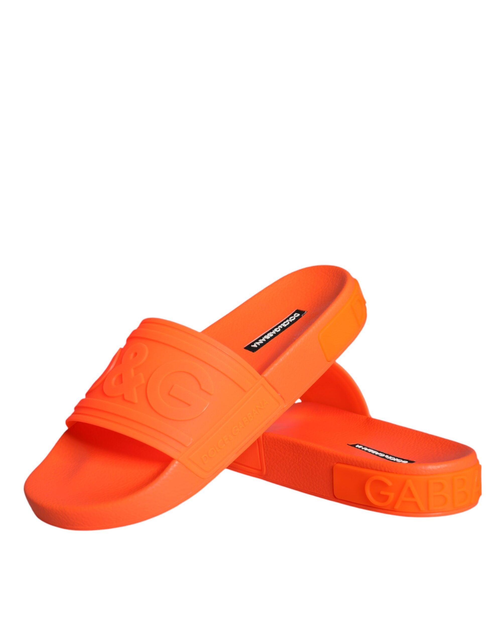 Dolce & Gabbana Dolce & Gabbana Orange Rubber Slides Sandals Beachwear Women's Shoes