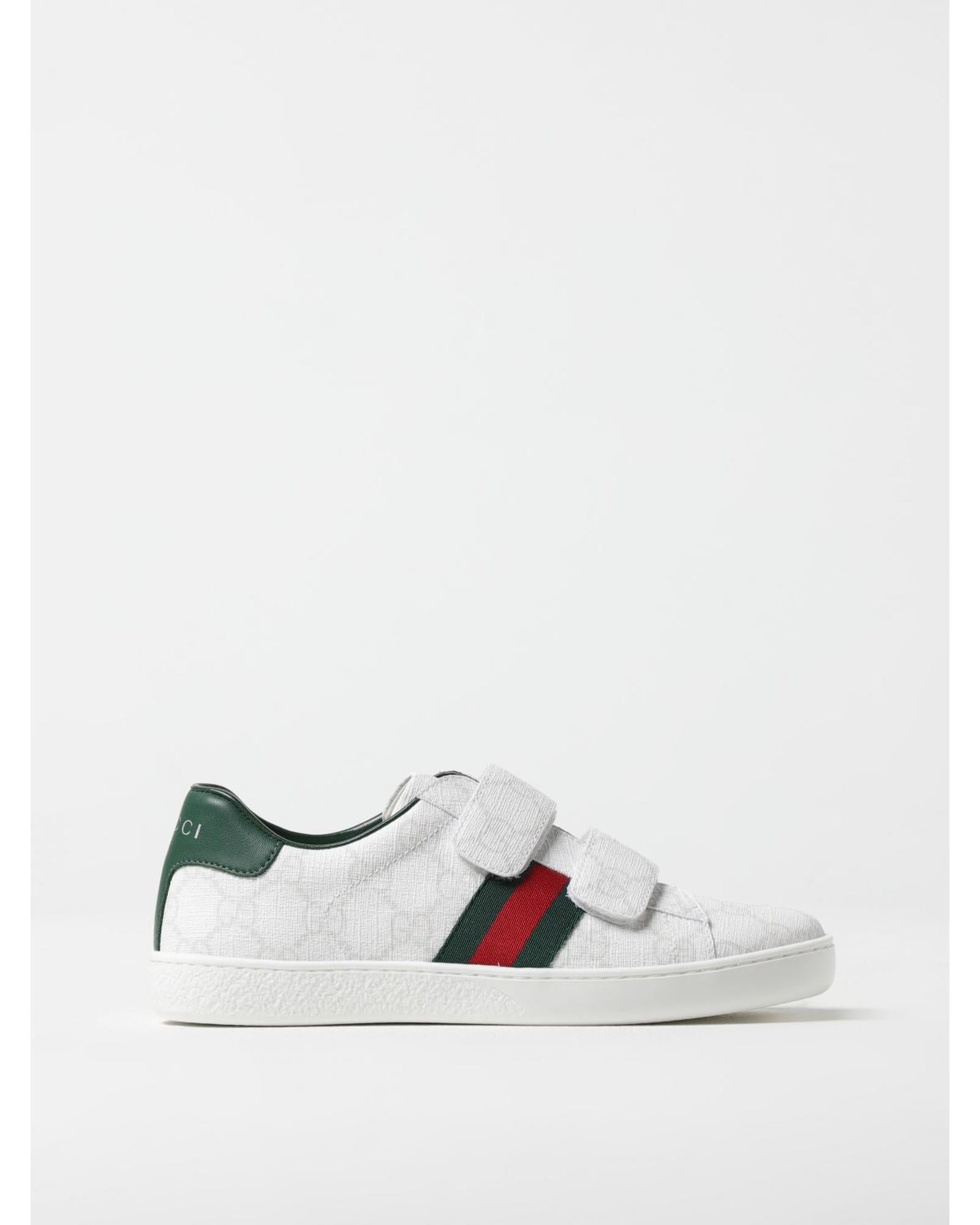 Gucci Tennis Sneaker Double Strap Casual Kids White Toddler 11 White