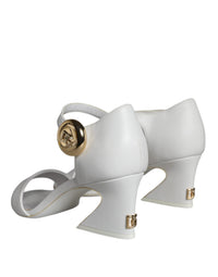Dolce & Gabbana White Leather Heels Keira Sandals Women's Shoes