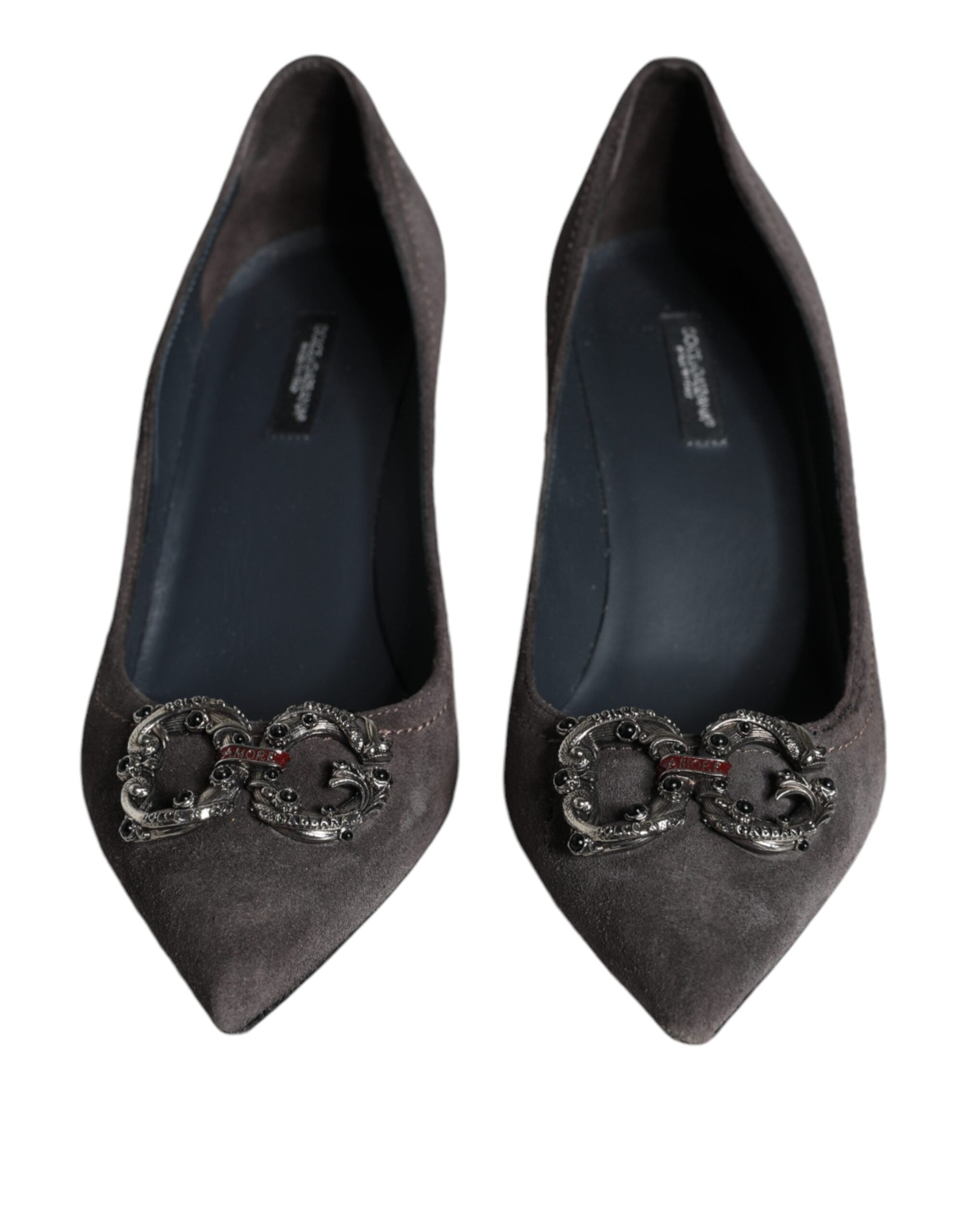 Dolce & Gabbana Gray Amore Suede Bellucci Heels Pumps Women's Shoes (Pre-Owned)