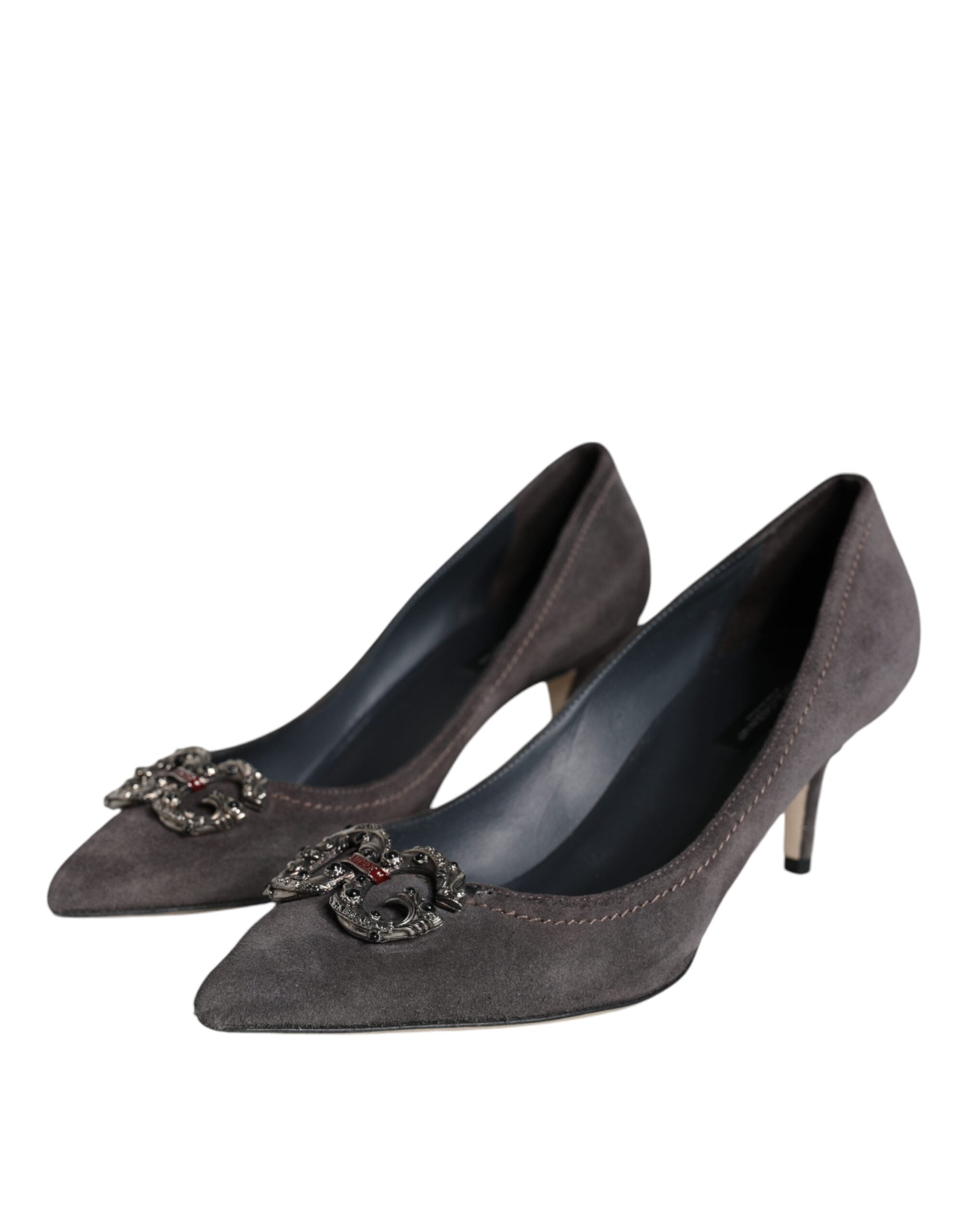 Dolce & Gabbana Gray Amore Suede Bellucci Heels Pumps Women's Shoes (Pre-Owned)