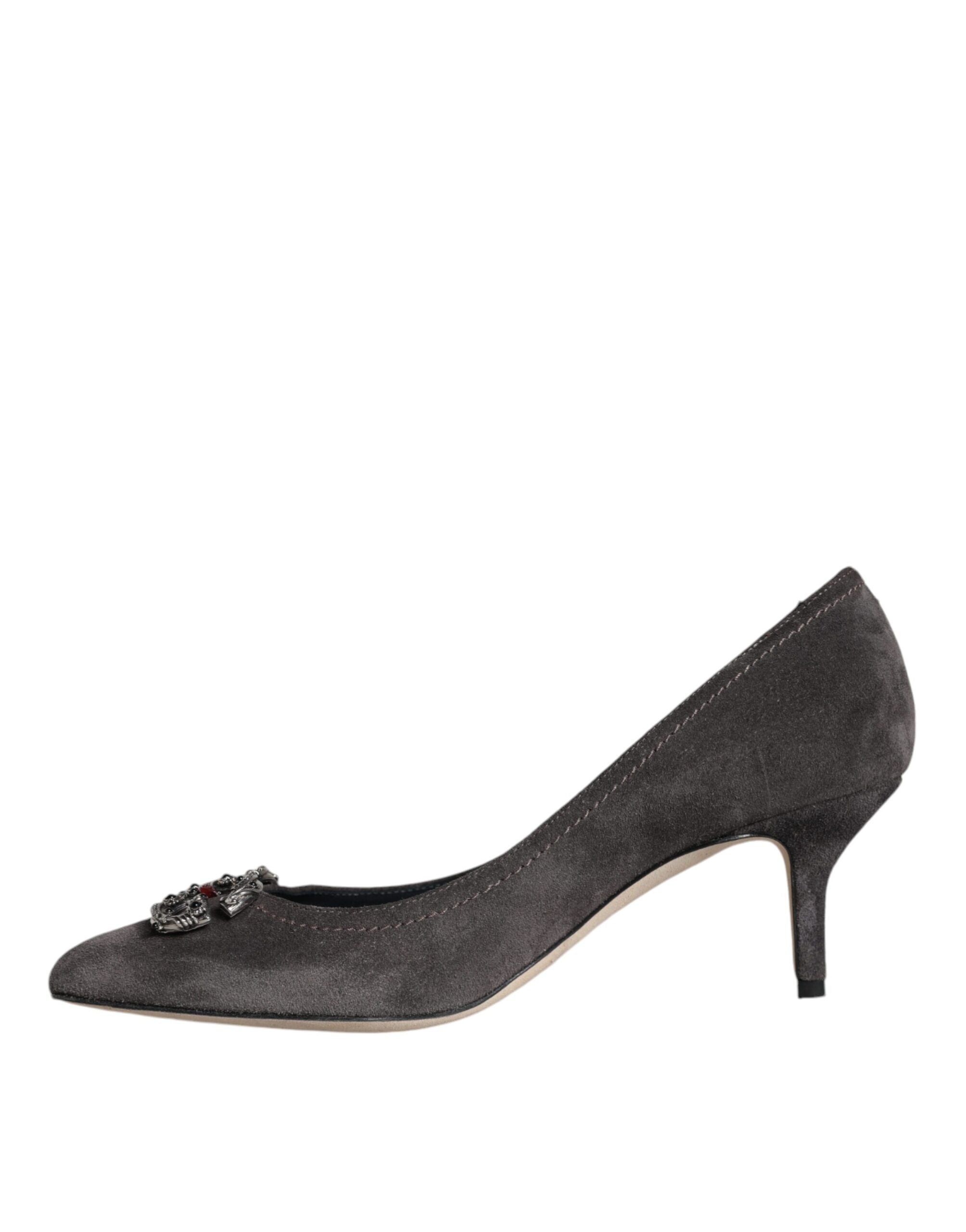 Dolce & Gabbana Gray Amore Suede Bellucci Heels Pumps Women's Shoes (Pre-Owned)
