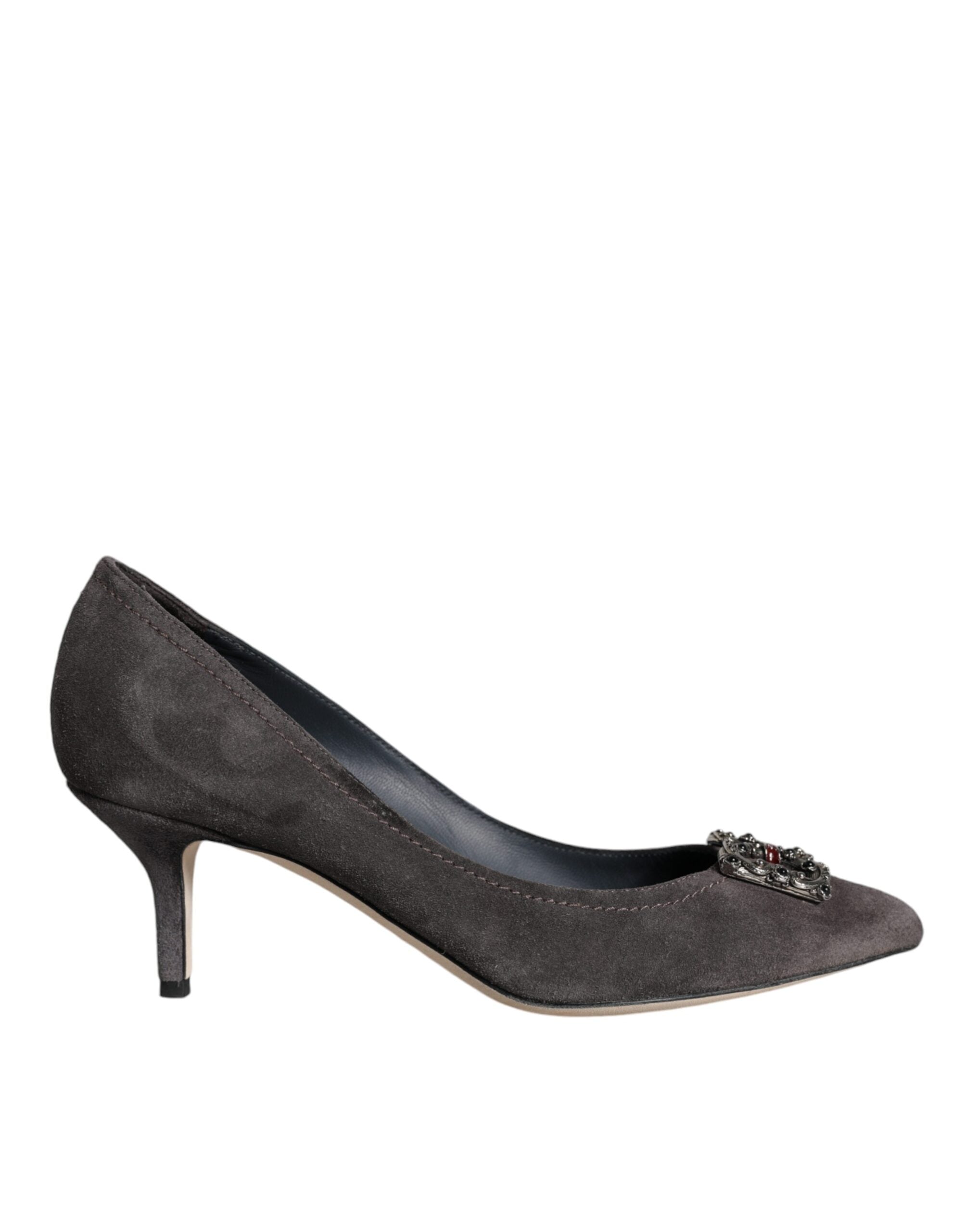 Dolce & Gabbana Gray Amore Suede Bellucci Heels Pumps Women's Shoes (Pre-Owned)