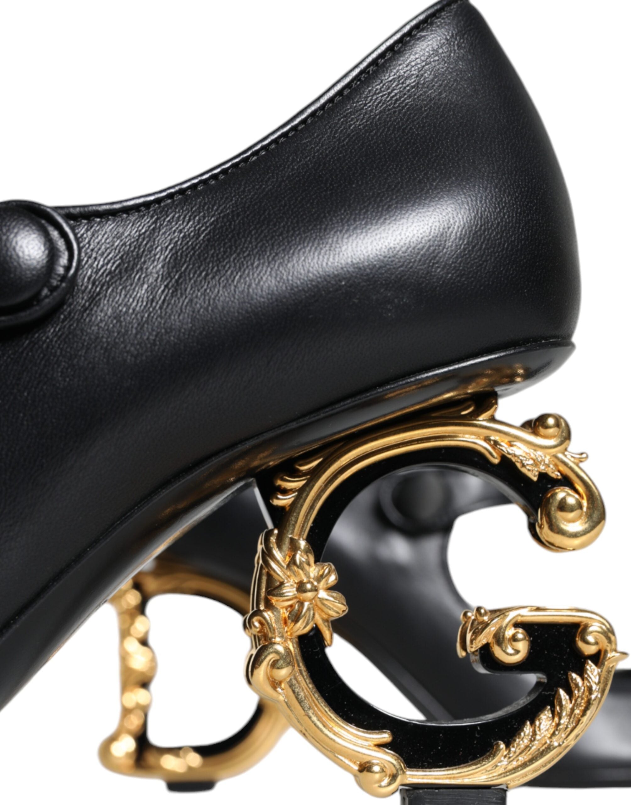 Dolce & Gabbana Black Leather Logo Heels Mary Janes Pumps Women's Shoes (Pre-Owned)