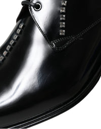 Dolce & Gabbana Dolce & Gabbana Black Leather Crystal Dress Formal Men's Shoes