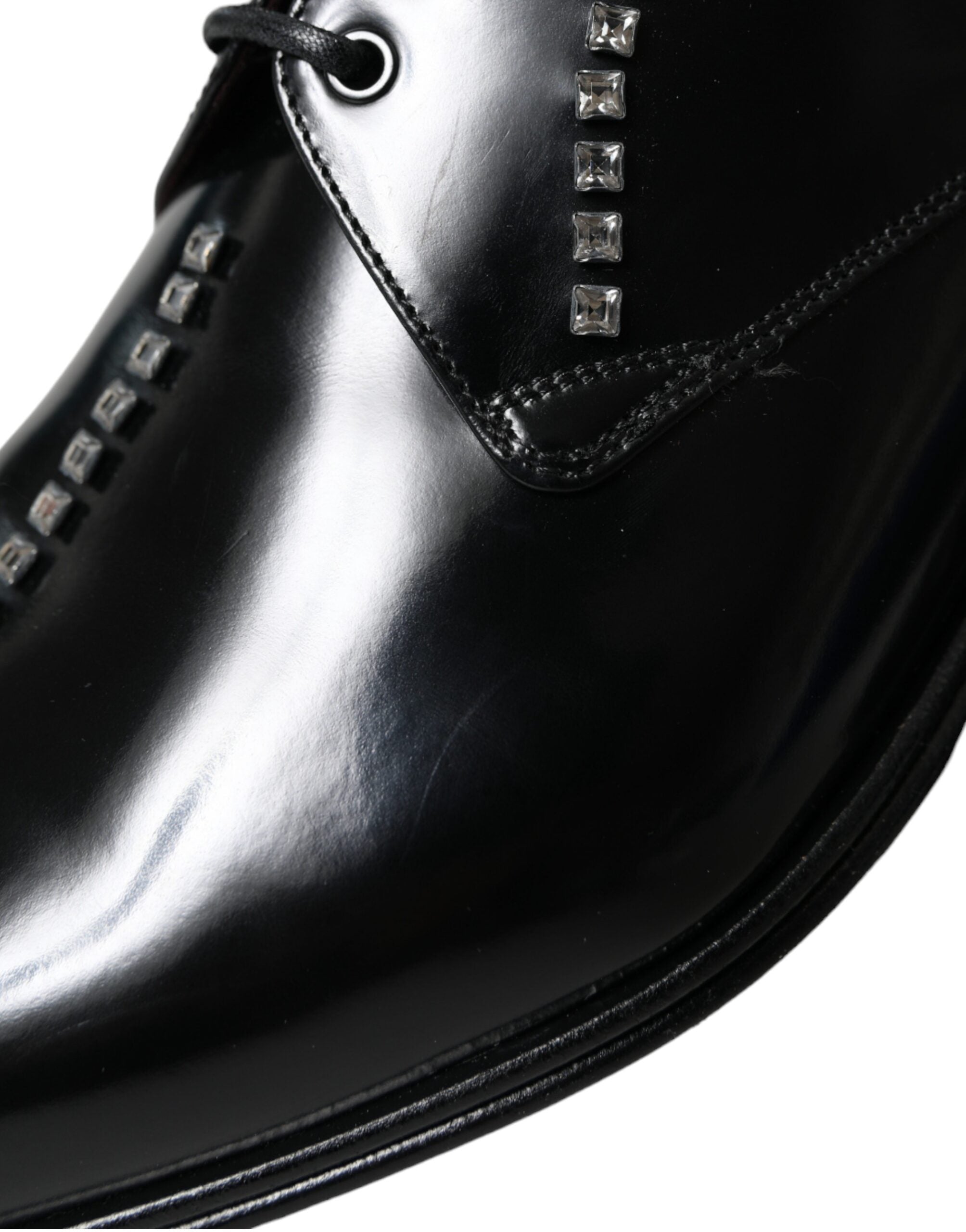 Dolce & Gabbana Dolce & Gabbana Black Leather Crystal Dress Formal Men's Shoes