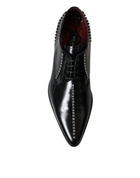 Dolce & Gabbana Dolce & Gabbana Black Leather Crystal Dress Formal Men's Shoes