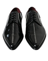 Dolce & Gabbana Dolce & Gabbana Black Leather Crystal Dress Formal Men's Shoes