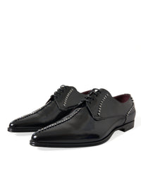 Dolce & Gabbana Dolce & Gabbana Black Leather Crystal Dress Formal Men's Shoes