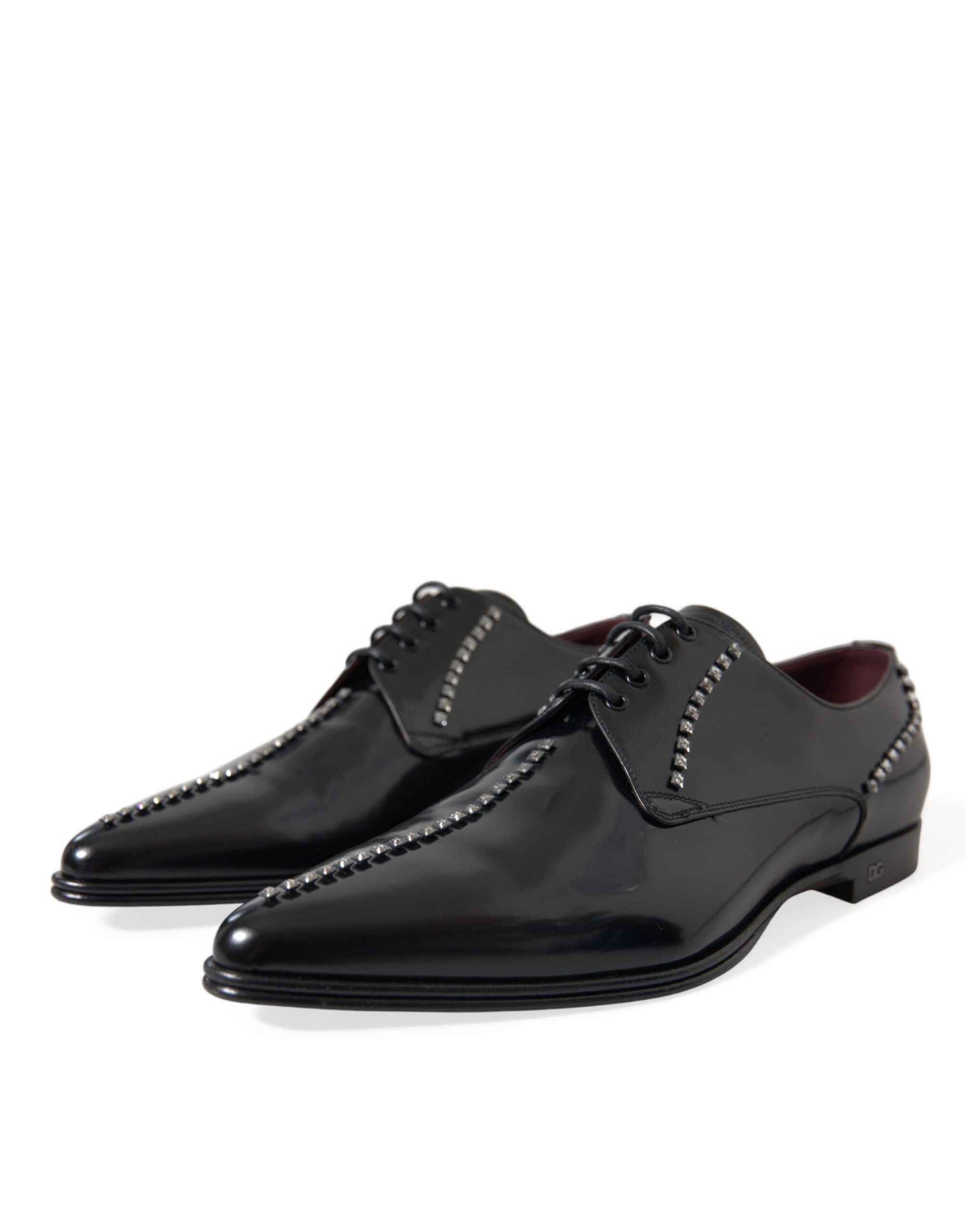 Dolce & Gabbana Dolce & Gabbana Black Leather Crystal Dress Formal Men's Shoes