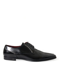 Dolce & Gabbana Dolce & Gabbana Black Leather Crystal Dress Formal Men's Shoes