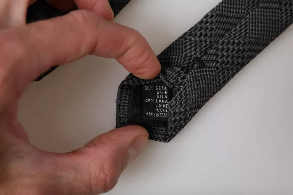 Dolce & Gabbana Dolce & Gabbana Dark Gray Plaid Patterned Silk Adjustable Men Men's Tie