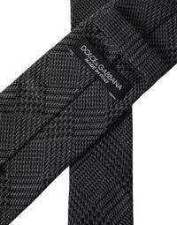 Dolce & Gabbana Dolce & Gabbana Dark Gray Plaid Patterned Silk Adjustable Men Men's Tie