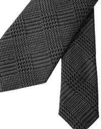 Dolce & Gabbana Dolce & Gabbana Dark Gray Plaid Patterned Silk Adjustable Men Men's Tie