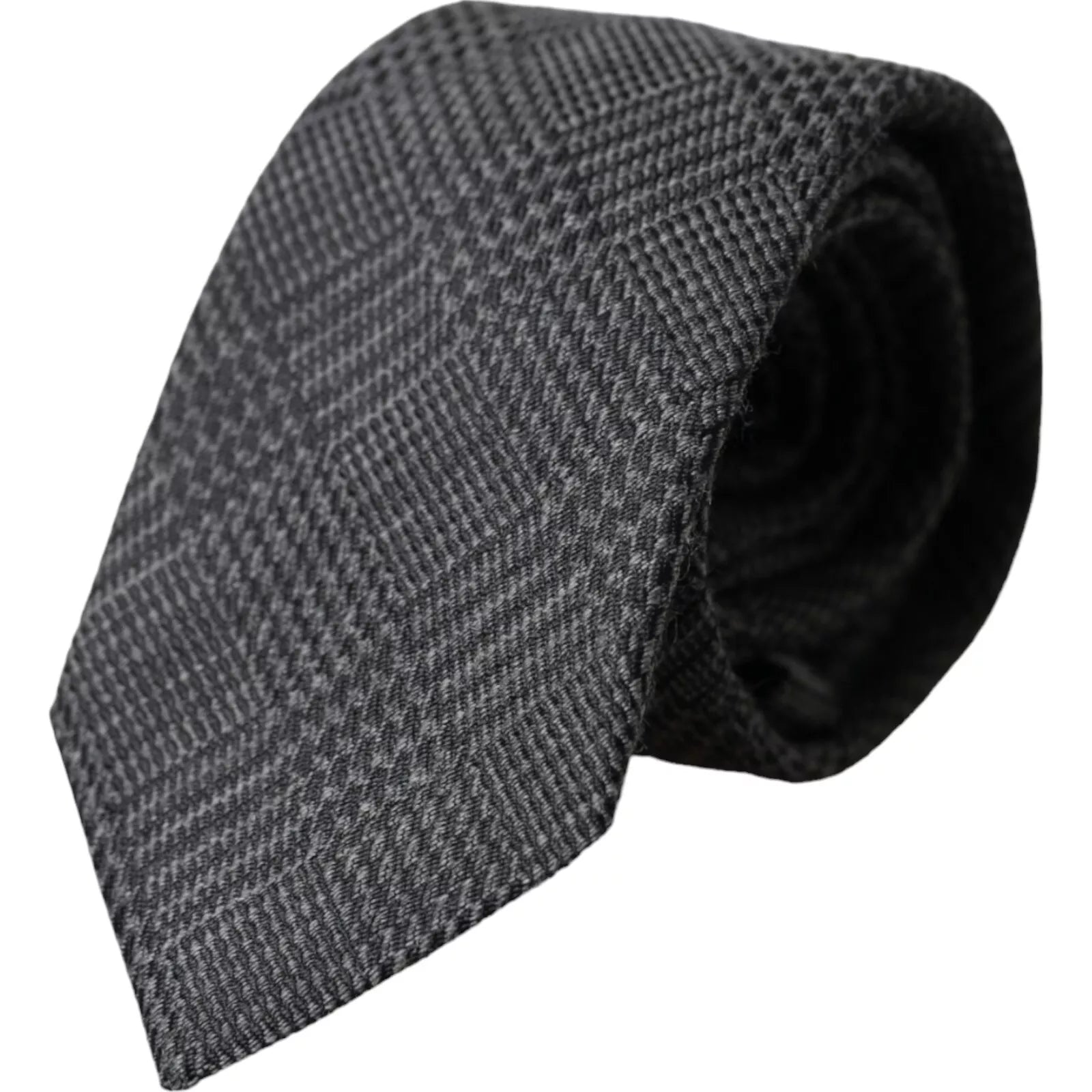 Dolce & Gabbana Dolce & Gabbana Dark Gray Plaid Patterned Silk Adjustable Men Men's Tie