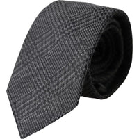 Dolce & Gabbana Dolce & Gabbana Dark Gray Plaid Patterned Silk Adjustable Men Men's Tie