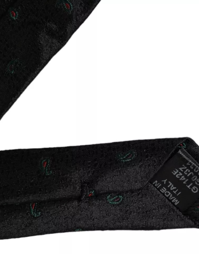 Dolce & Gabbana Dolce & Gabbana Black Fantasy 100% Silk Adjustable Men Men's Tie