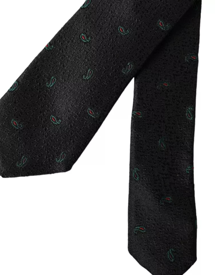 Dolce & Gabbana Dolce & Gabbana Black Fantasy 100% Silk Adjustable Men Men's Tie