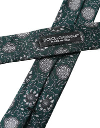 Dolce & Gabbana Dolce & Gabbana Green Floral Print Silk Adjustable Men Men's Tie
